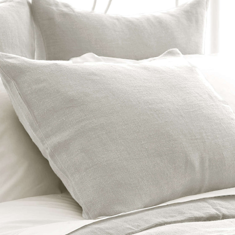 Stone Washed Linen Sham, Standard, Pearl Gray