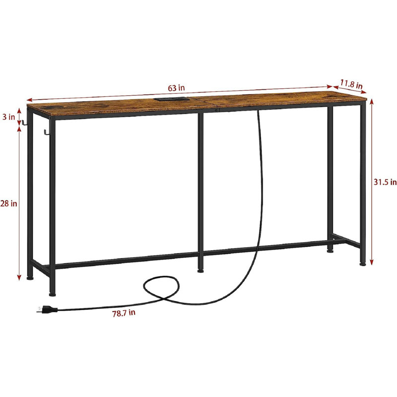 63'' Console Table, Brown