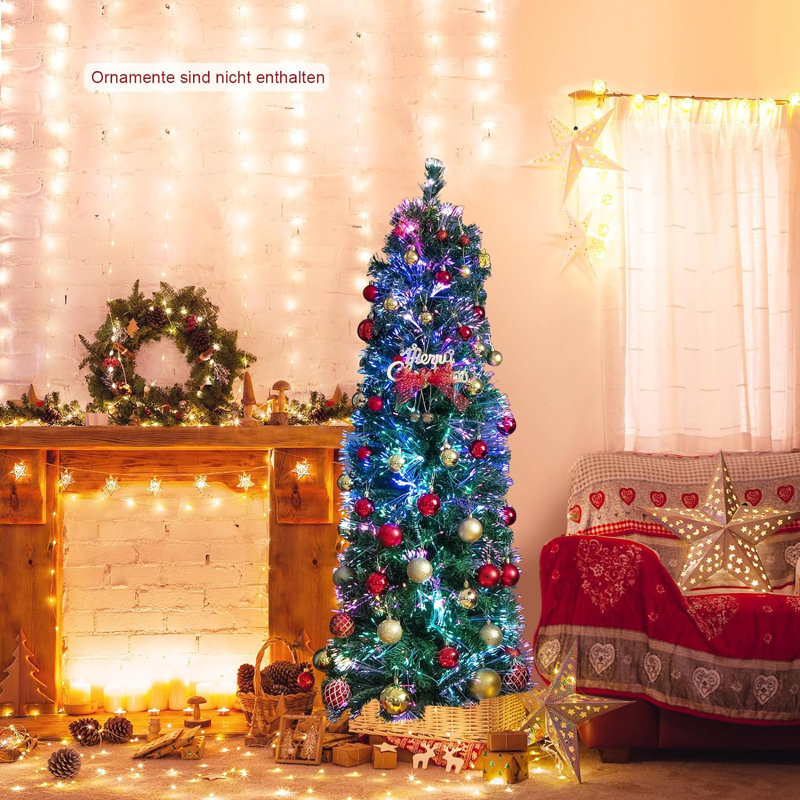 Lighted Artificial Pine Christmas Tree, 150cm H