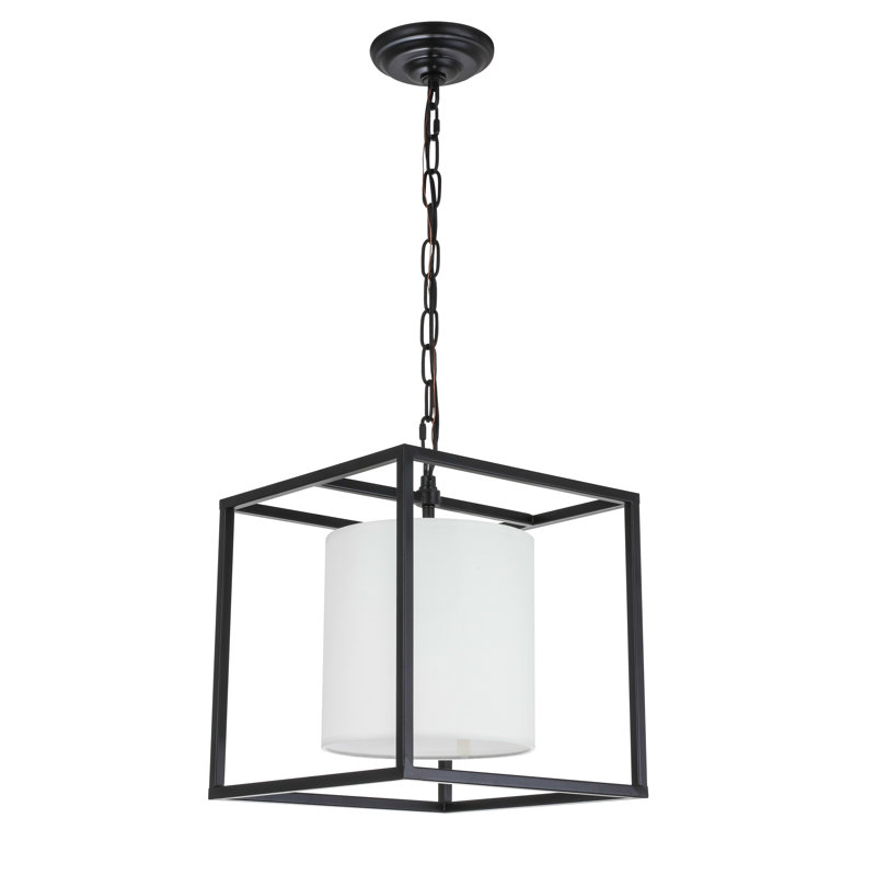 Lustre carré à 1 lumière Reinhard, Noir, H 14 po x l 12 po x P 12 po