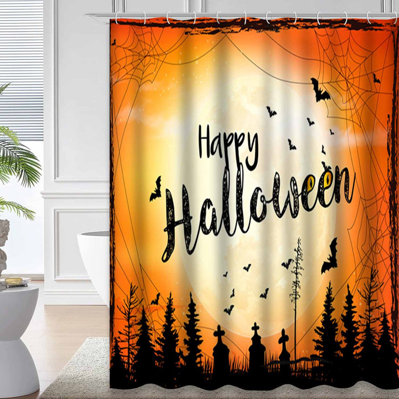 Rideau de douche d'Halloween avec 12 crochets, L 72 po x l 72 po