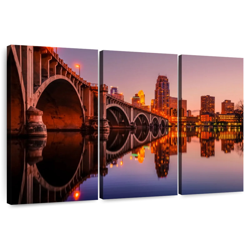 Sirci, Minneapolis, paysage urbain au crépuscule, H 20 po x l 33 po
