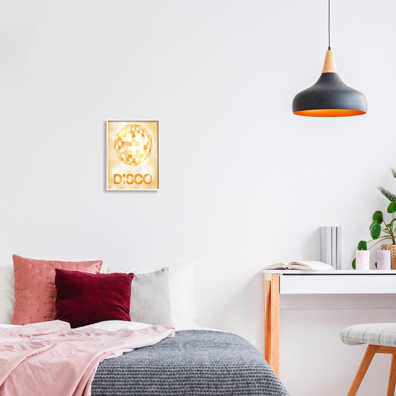 «Retro Glam Disco Ball» encadré sur bois par Martina Pavlova, impression, L 14 po x H 11 po