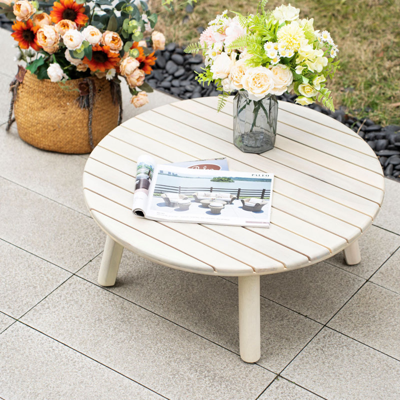 Round Acacia Outdoor Coffee Table , 30cm W 70cm D