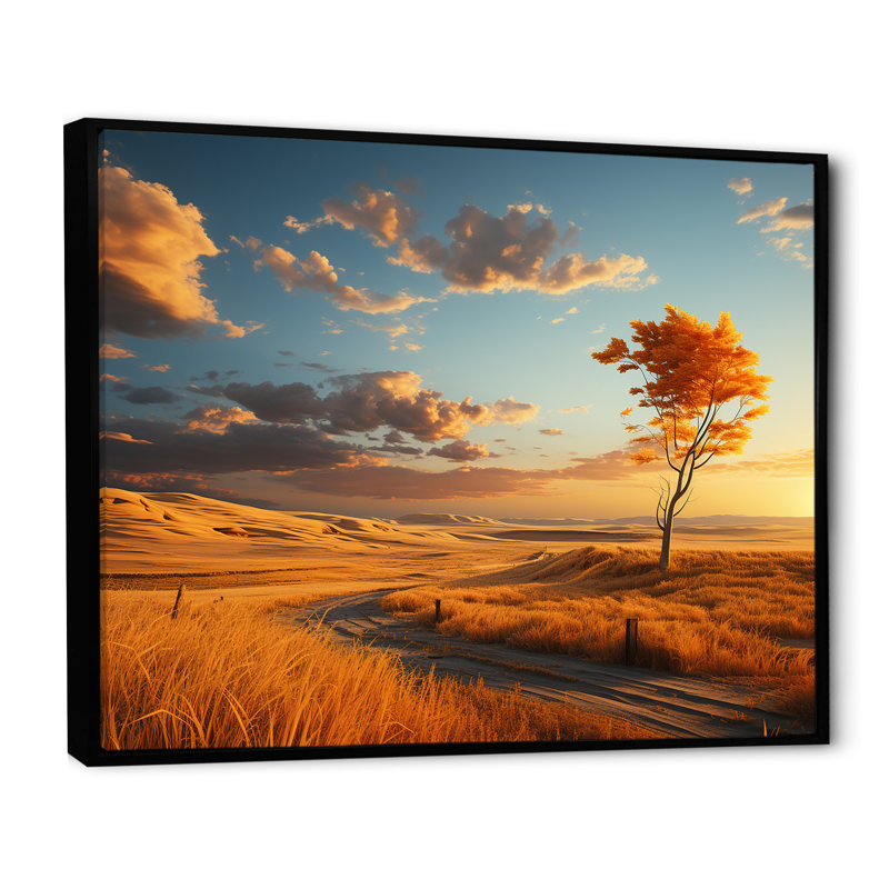 Hrmonous Prairie Symphony I sur impression sur toile, Cadre flottant noir, H 34 po x l 44 po x P 1,5 po