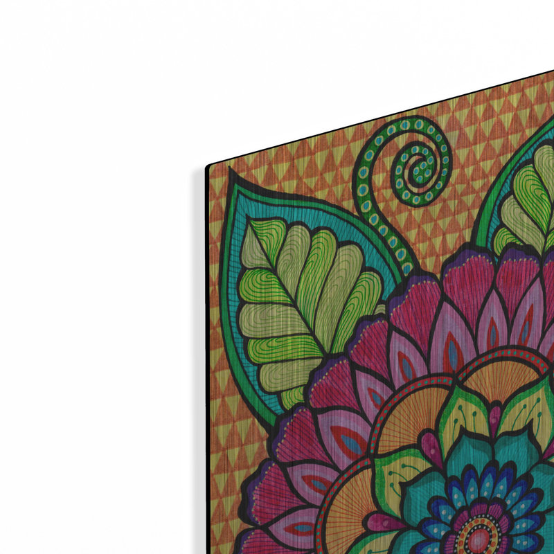 Bungalow Bungalow «Bright Bold Blooms 2» par Hello Angel, art mural en métal, H 24 po x l 16 po