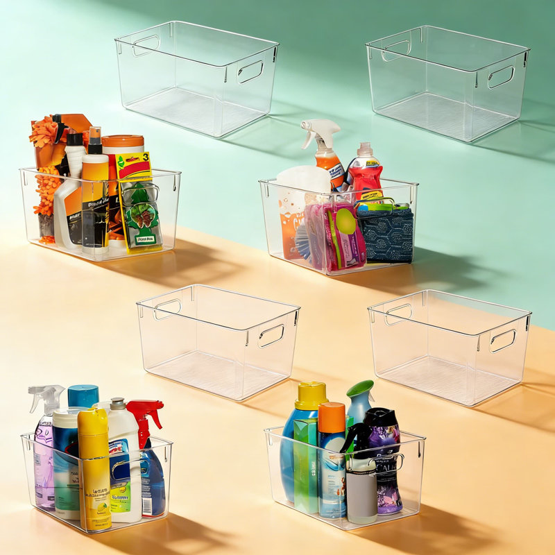 Ensemble de 8 bacs de rangement en plastique transparent