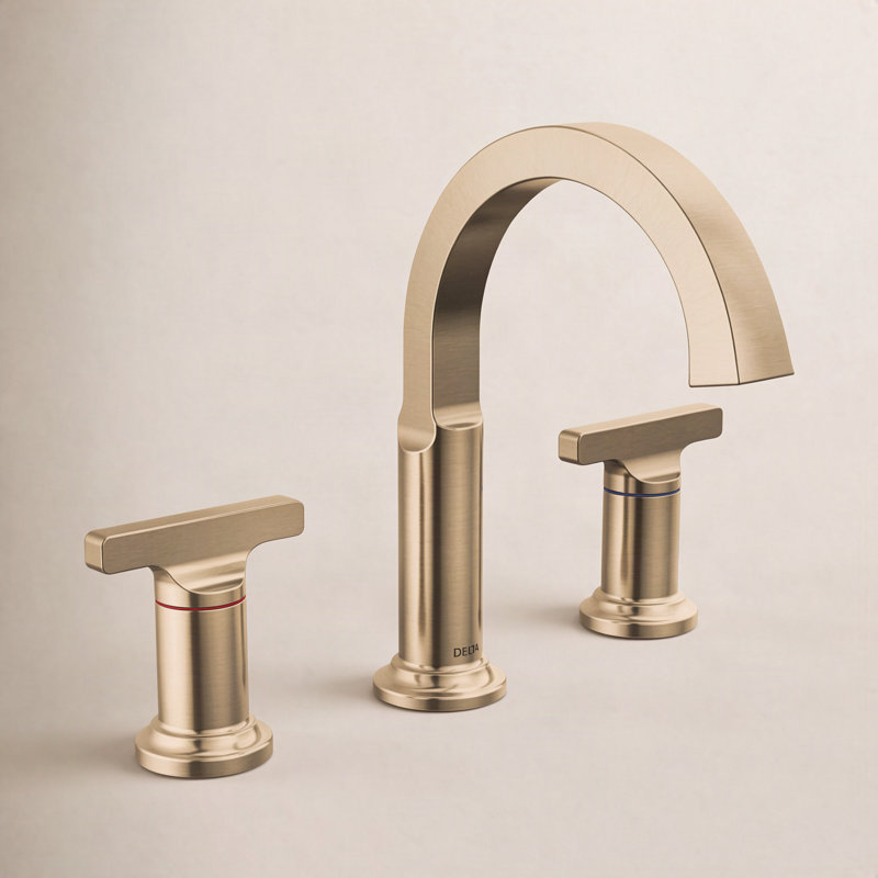 Robinet de salle de bain surdimensionné à 3 trous Tetra, robinet de lavabo à 2 poignées avec bonde, Bronze champagne