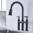 Matte Black Kitchen Faucet With Pull-Down Feature - Dual Handles For Accurate Water Management 360-Degree Rotatable High Nozzle Enlarged Cleaning Zone Brass Build Reliability Bridge Functionality