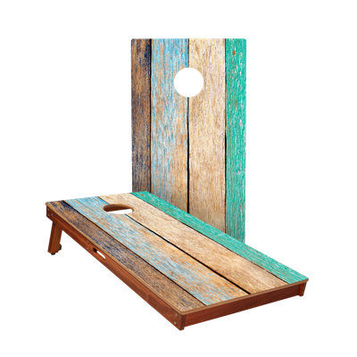 Painted Beach Wood Sig Pro Cornhole Boards