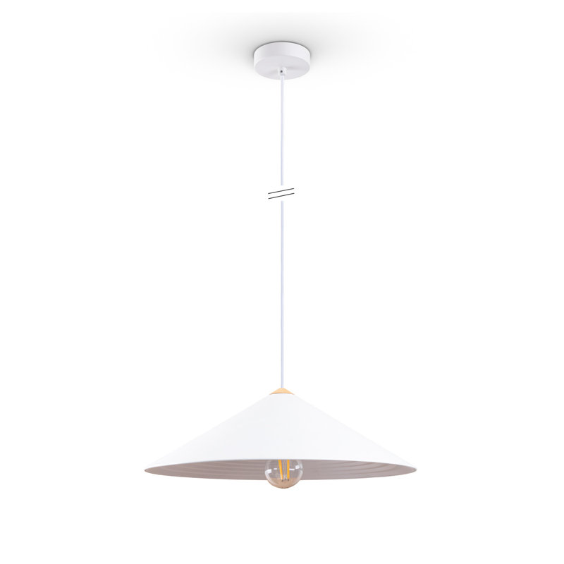 Cone pendant lamp 1-light Tide, White, 165.5cm H x 15.5cm W x 15.5cm D