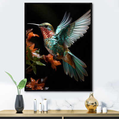 Perlo " Teal Orange Animal Hummingbird "