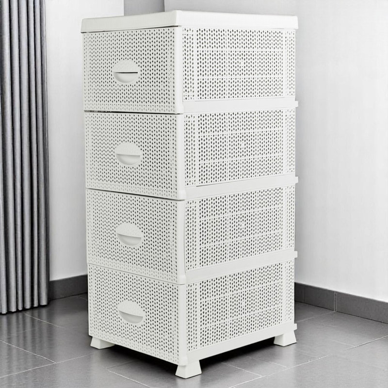 4 Drawer Storage Drawer, White