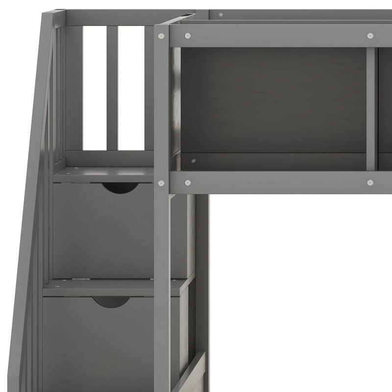 Javarrion Kids Twin Over Full Bunk Bed, Gray