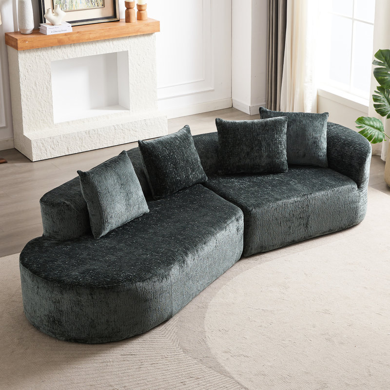 Canapé modulaire de conception moderne - Chenille 4 de 114 po avec siège spacieux, excellent soutien, 4 coussins pour le revêtement de la chambre à coucher 4, coussins extra profonds et larges, combinaison pour la maison