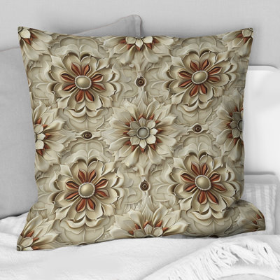 Coussin Beige blanc à motif floral II