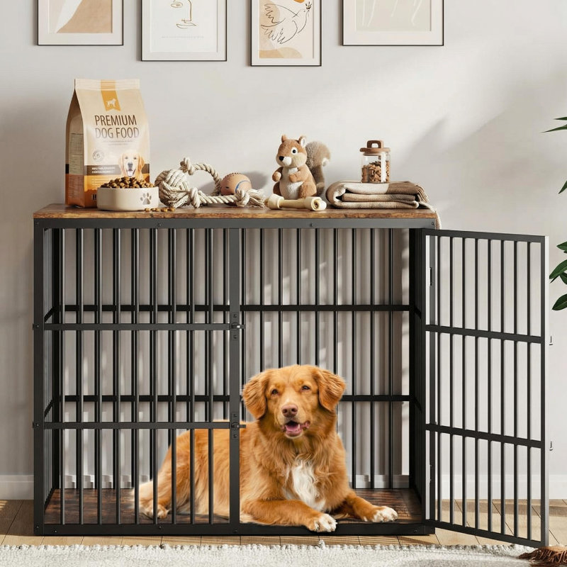 Meuble de rangement pour chien 48 po à 3 entrées avec 3 portes verrouillables - Armoire pour chenil en métal