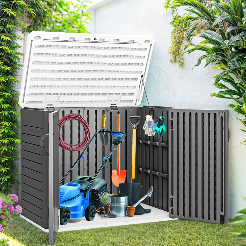 Crossbuck 4 ft. W x 2 ft. D Polyethylene Plastic Horizontal Tool Shed, Dark Gray