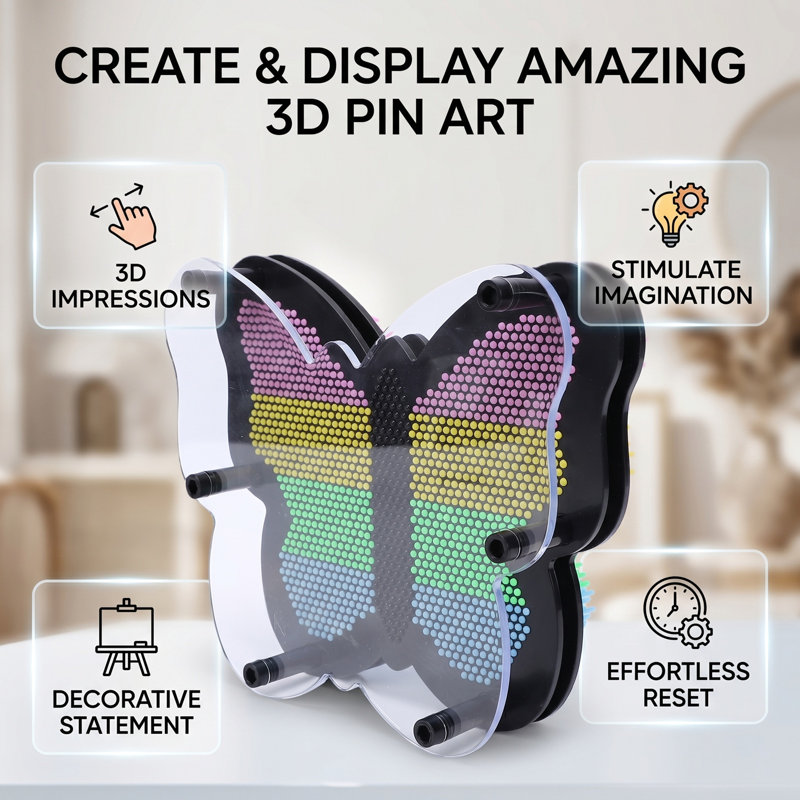 3D Pin Art Jouet coloré empreinte de main Sculpture Impression Panneau sensoriel pour enfants adultes