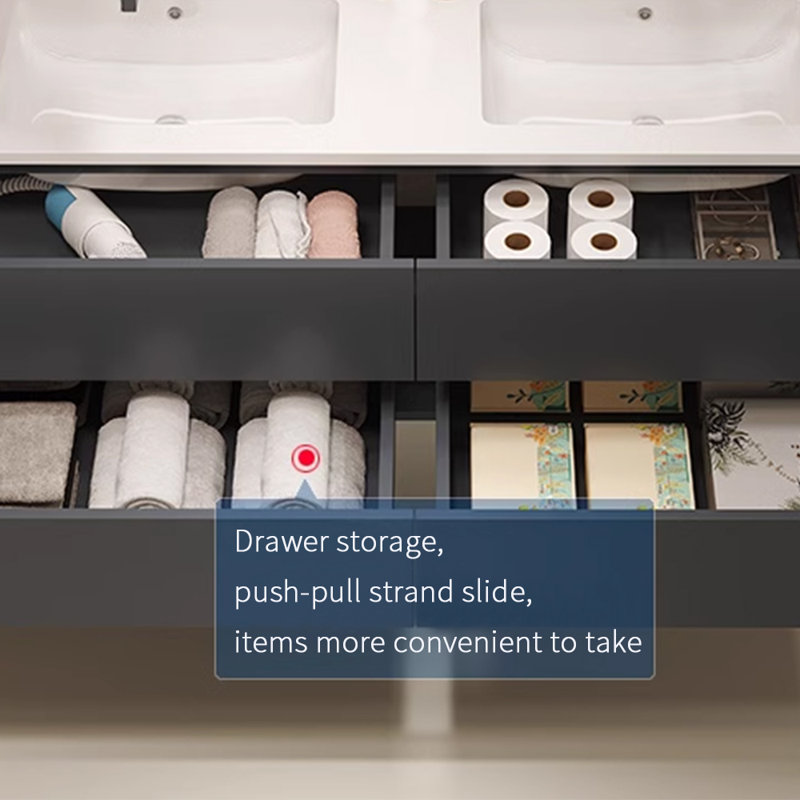 Seamless ceramic integrated bathroom cabinet, Gray, 19.69" H x 55.12" W x 21.65" D