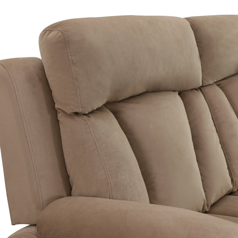 Reclining Transitional Microfiber Fabric Sofa, Beige