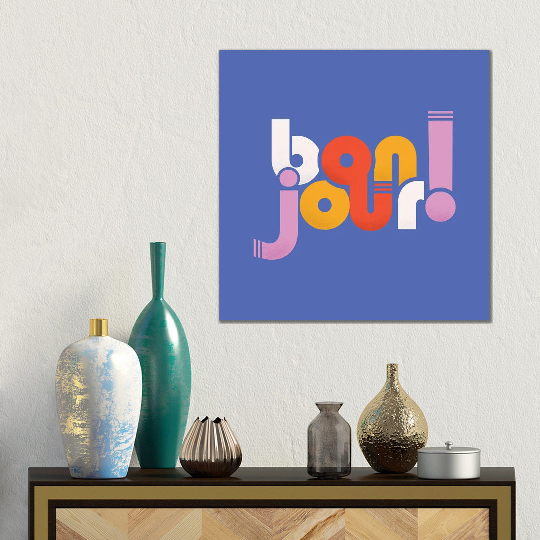 Bonjour French Typography I von Show Me Mars - Gallery-Wrapped Canvas Giclée