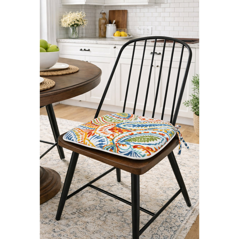 Outdoor Patio Chair Cushions, Black/Red Paisley, Polyester