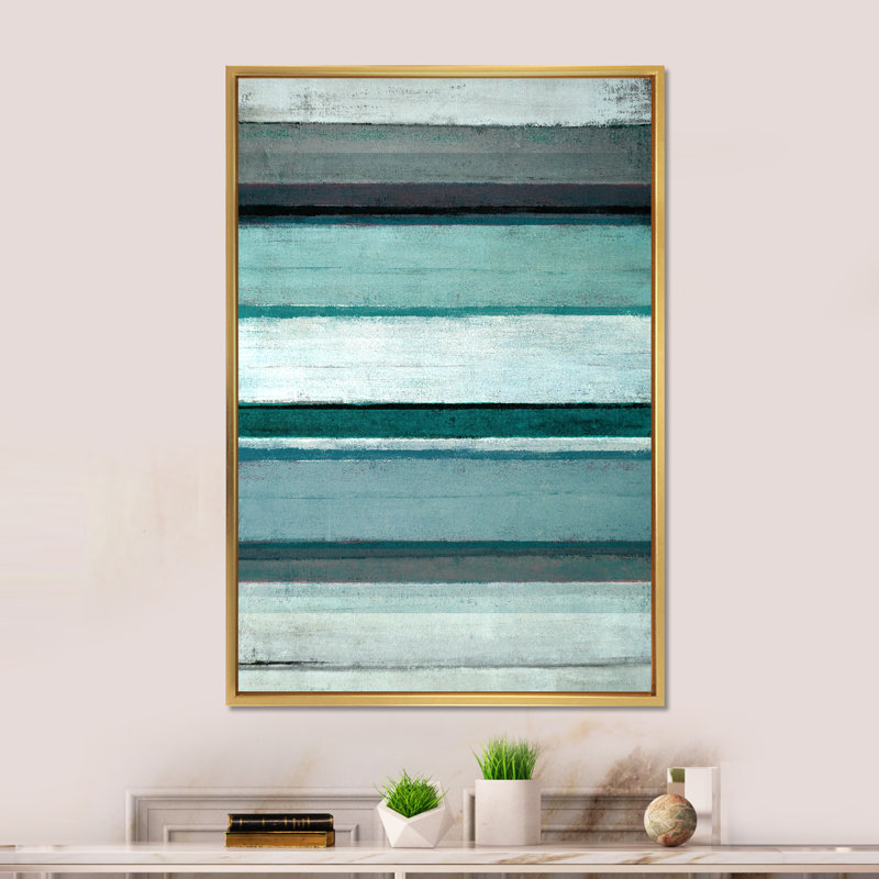 Art moderne gris et bleu II 2FL47724, Cadre doré, H 32 po x l 16 po x P 1 po