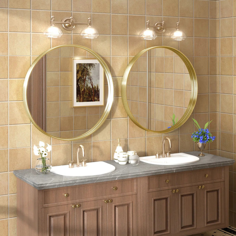 Aevar Round High Quality Aluminum Alloy Framed French Cleat Mounted Wall Decor Bathroom Vanity Mirror with 5-Year Warranty 