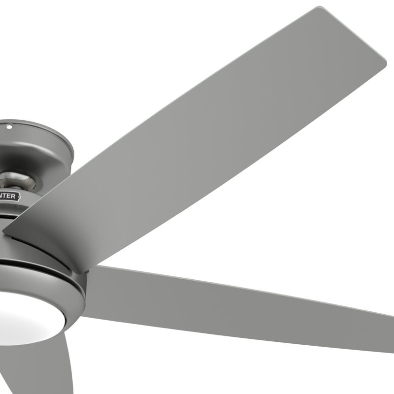 52" Zayden 5 - Blade Ceiling Fan With Lights and Remote, Matte Silver