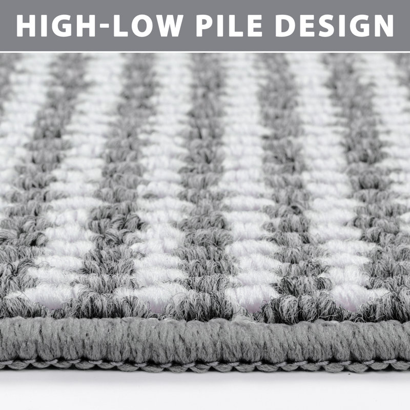 Tapis de cuisine neutre antidérapant (ensemble de 3), Gris / Blanc