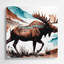 «Southwestern Animals Moose 39», art mural en métal blanc-1410864516