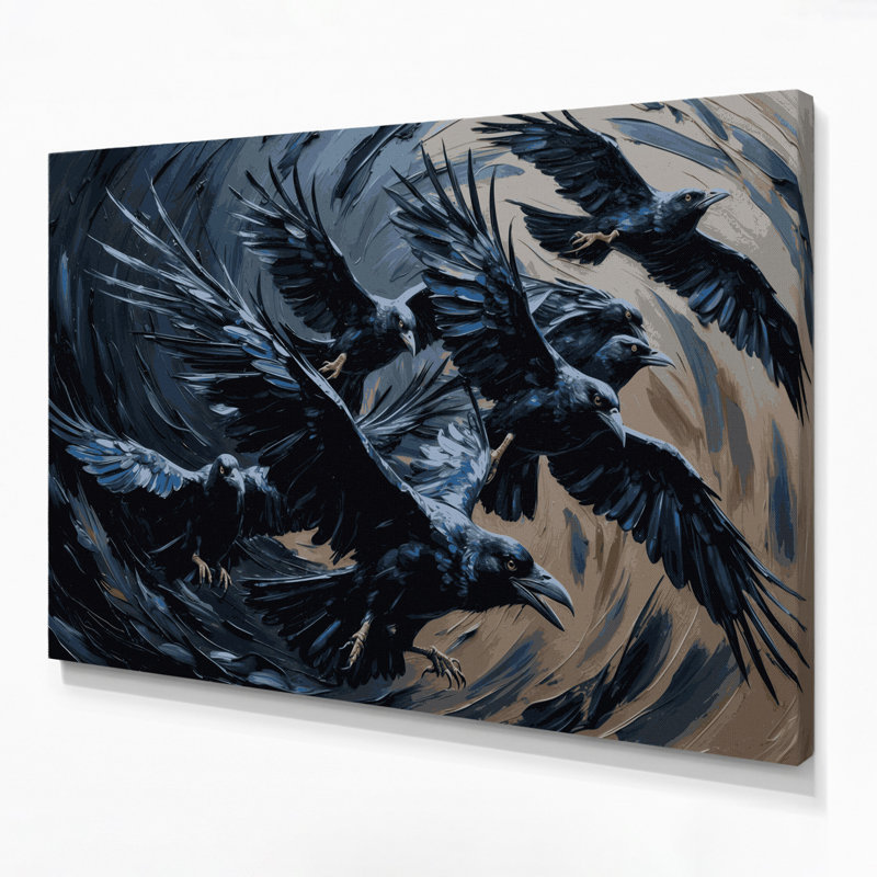 Halloween, corbeaux et corbeaux, art mural sur toile grise, H 11 po x l 14 po