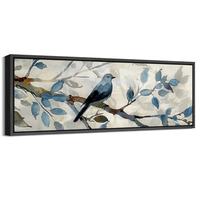 «Animals Tranquil Blue Birds On Tree Branches On Canvas», reproduction de 2 pièces