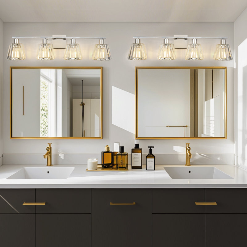 Luminaire pour meuble-lavabo inspiré de cristal Radiant, Nickel, 4 lumières