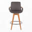 Tabouret de bar pivotant à hauteur fixe, en bambou en noyer et similicuir marron, avec repose-pieds ronds en métal noir, lot de 1