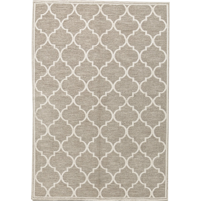 Himalayan Linen Geometric Area Rug in Gray/Beige