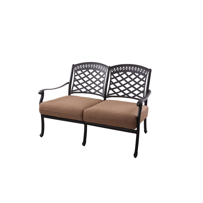 Causeuse avec coussins Lenahan, Sésame, Bronze antique