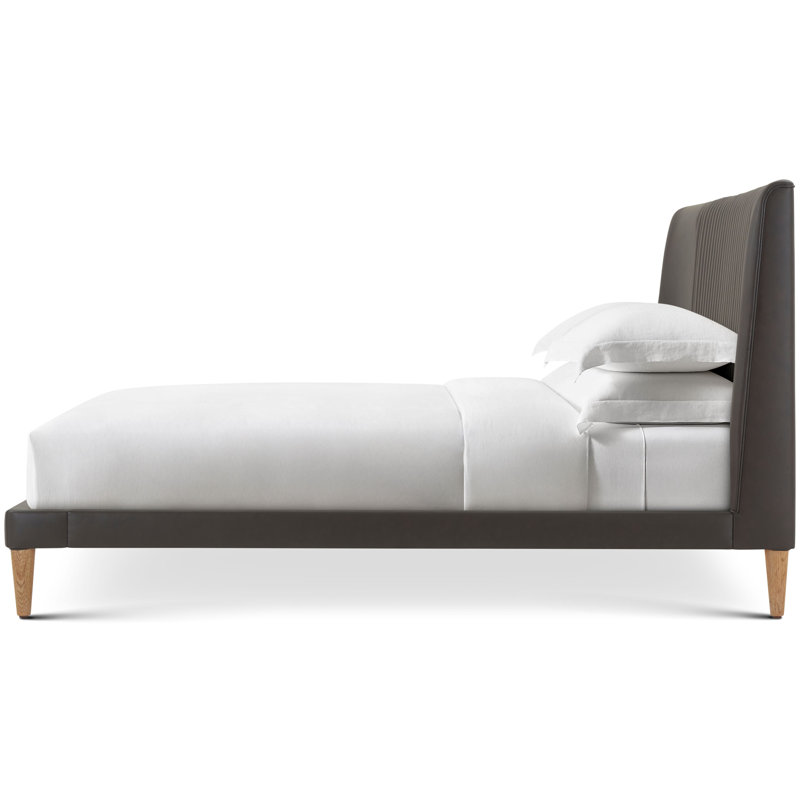 Kyoto Leather Bed, Gray, Queen