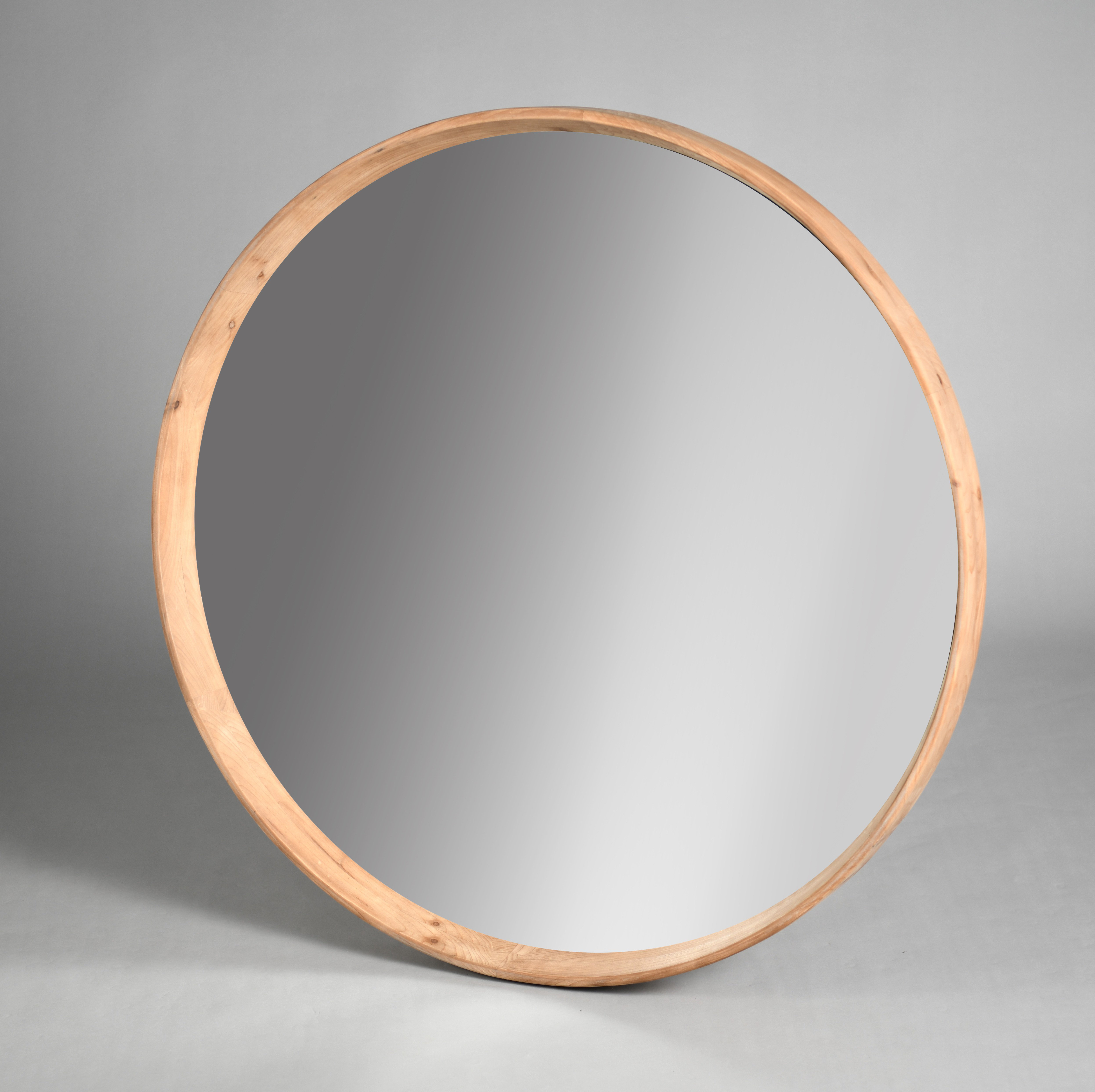 Millwood Pines Natural Setback Round Mirror | Wayfair