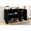Noir minimaliste avec tablettes réglables, construction robuste pour les sections d'armoires de rangement d'étude, bureau à domicile à porte ondulée
