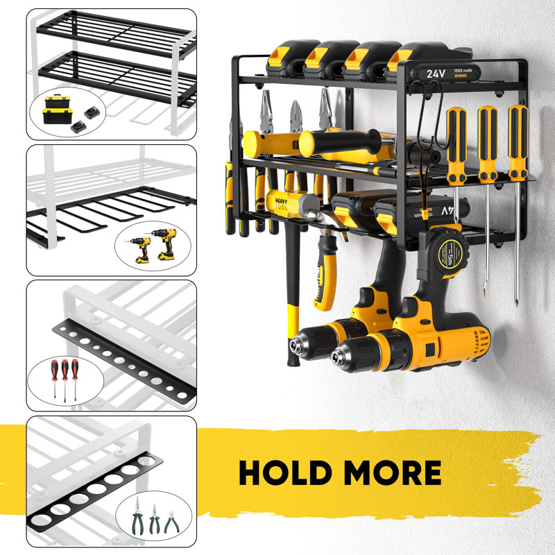 Power Tool Organizer, Drill Holder Wall Mount, Heavy Duty Garage Tool Organizer And Storage, Suitable Tool Rack For Workshop And Garage(3 Tier)