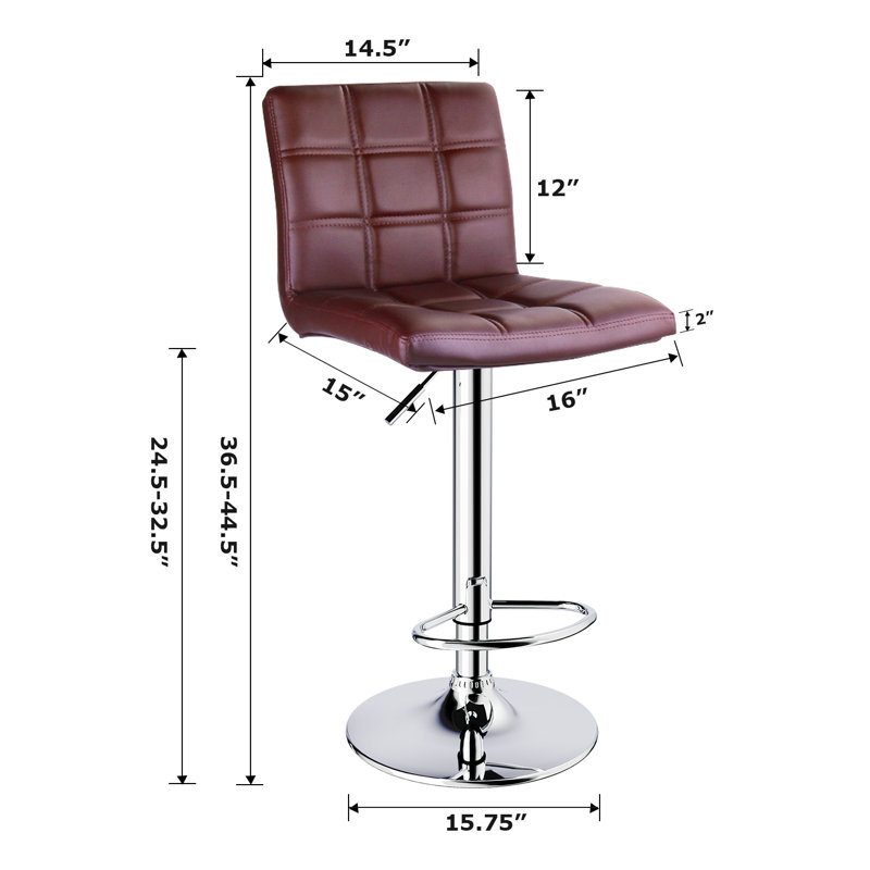 Tabouret de comptoir pivotant et réglable en hauteur 32,5 po Ludly, Marron, 2