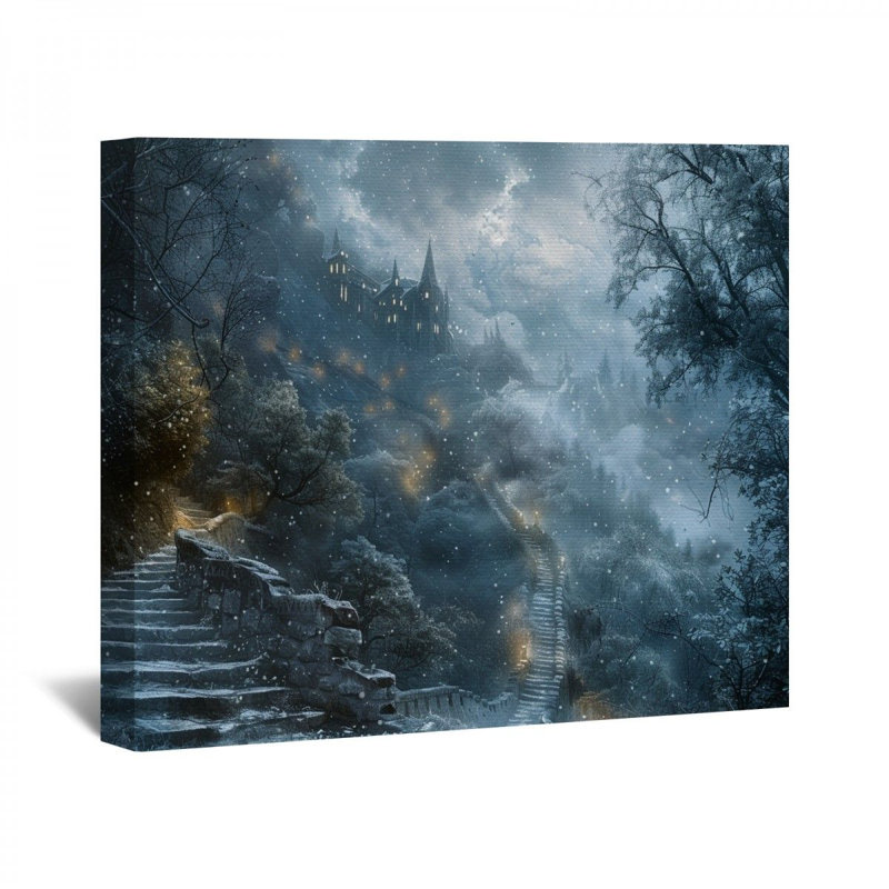 "Château gothique" sur toile, H 11 po x l 14 po x P 3 po