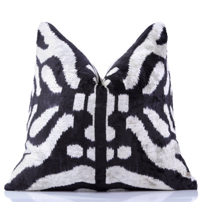 Handmade 16X16 Velvet Pillow – Black & White Symmetry Pattern