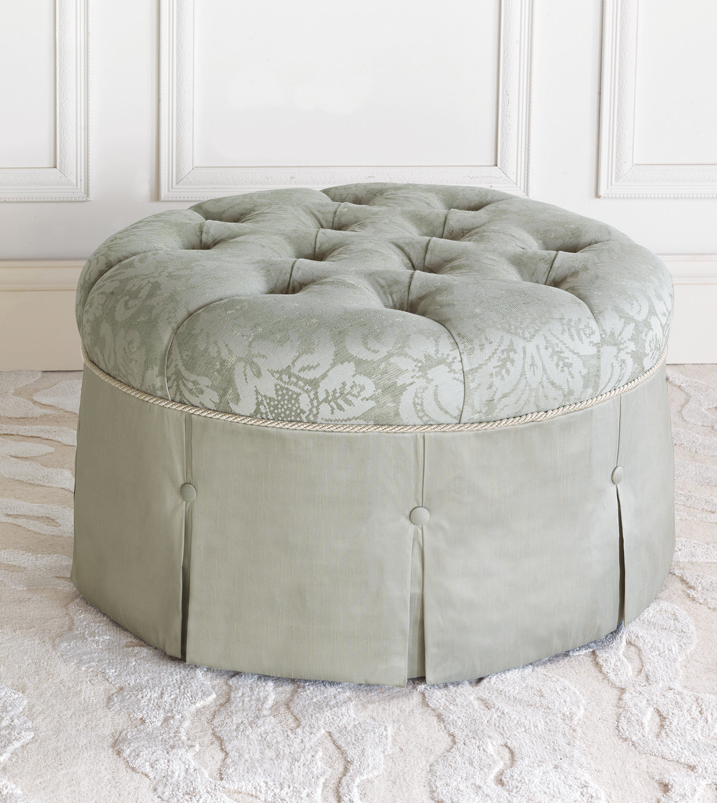 Round deals skirted ottoman