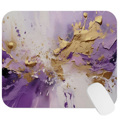 Abstract Purple Symphony Paint Brush Strokes Modern Transitional Gaming Cute Office Laptop Desk Pad Gift Mat Square Rectangle Non-Slip Mousepad