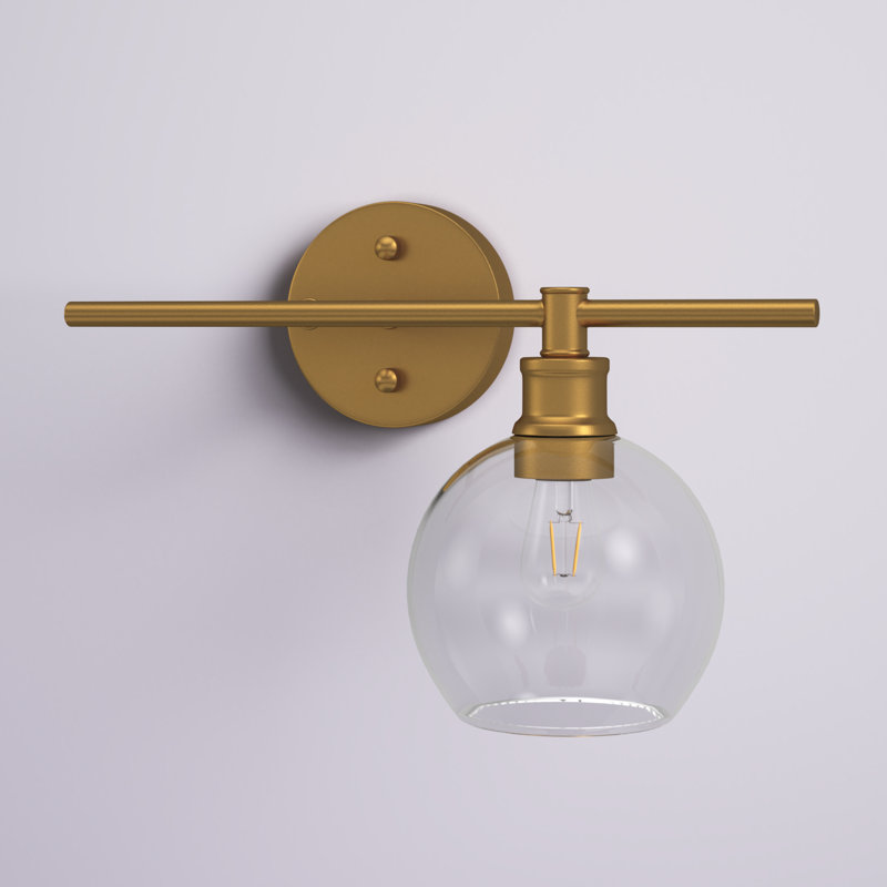 Drinkard Dimmable Bath Sconce, Brass, Clear