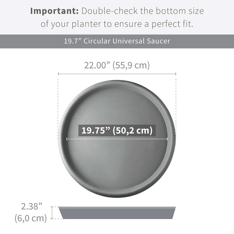 Circular Universal Round Planter Saucer, Caviar Black, 2.38" H x 22" W x 22" D