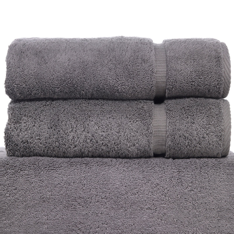 Ensemble de serviettes de bain en coton turc 2 pièces Wellston, Gris